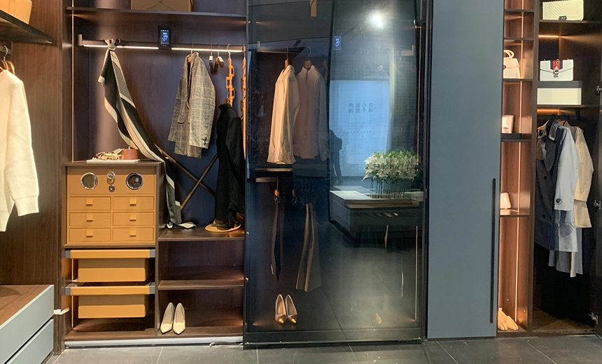 modern white walk in closet