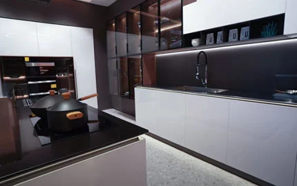 Baineng tủ bếp bằng thép không gỉ đơn giản thời gian thiết kế bảng điều khiển cửa siêu mỏng màu trắng