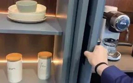 Cửa trượt màu xám tủ bếp bằng thép không gỉ