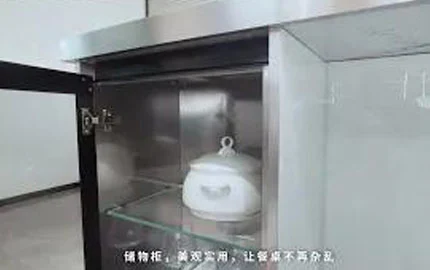 Tủ bếp bằng thép không gỉ cửa galss màu trắng